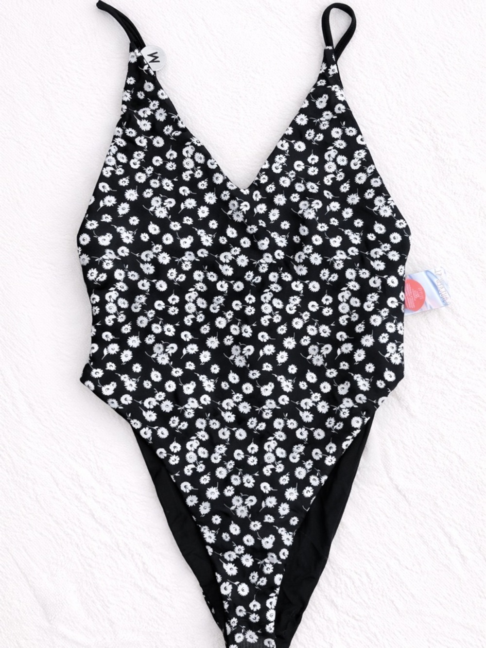 Forever 21 Reversible Black Floral One Piece Swimsuit Size M